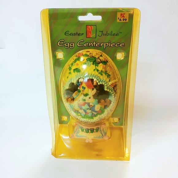 Rare Vintage Kmart Easter Jubilee Egg Centerpiece with Stand Rabbits Pastel - Picture 8 of 8